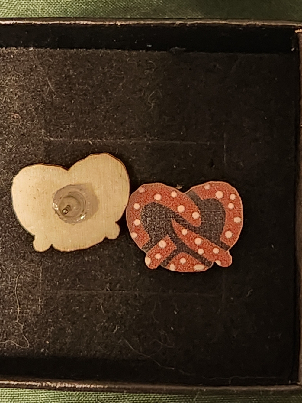 Pretzel Shaped Wooden Small Stud Earrings New in Box Oktoberfest Food Fall Fun